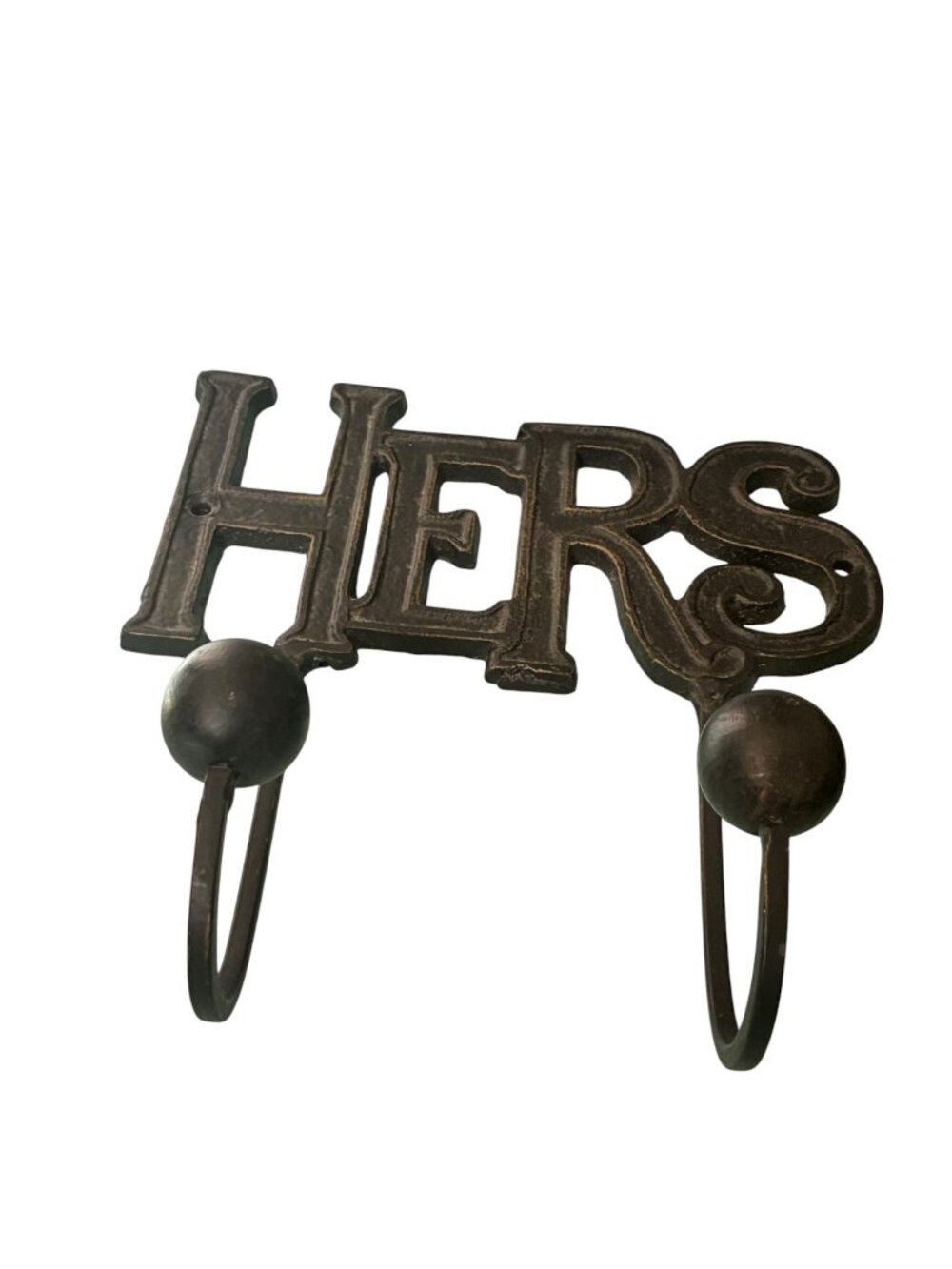 VINTAGE His & Hers Cast Iron Wall Hooks Black Double Hooks Bathroom Towel Rustic - Picture 9 of 13